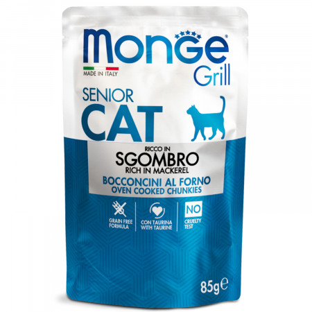 Monge Cat Grill Pouch паучи для пожилых кошек эквадорская макрель 85г