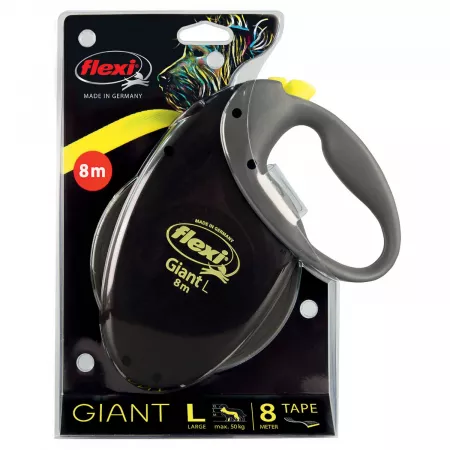 flexi рулетка Giant Neon L (до 50 кг) светоотражающий ремень 8 м