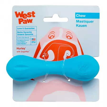 West Paw Zogoflex игрушка для собак гантеля Hurley XS 11,5 см голубая