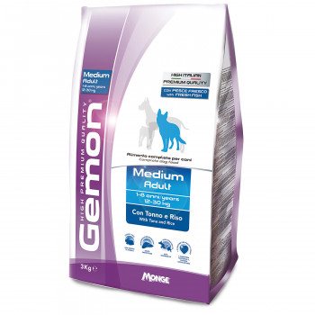 Gemon Dog Medium корм для взрослых собак средних пород тунец с рисом 3 кг