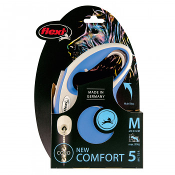 flexi рулетка NEW LINE Comfort M (до 20 кг) трос 5 м серый/голубой СКИДКА 30%