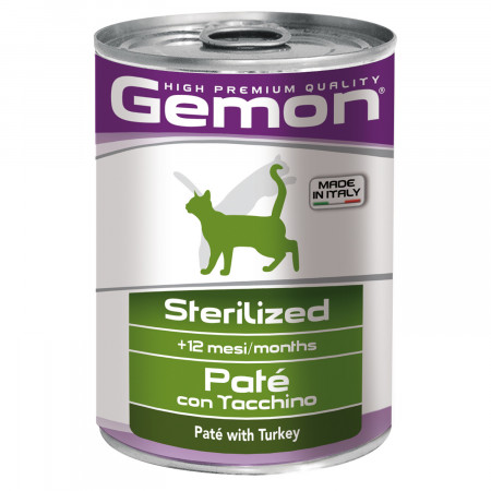 Gemon Cat Sterilised консервы для стерилизованных кошек паштет индейка 400г