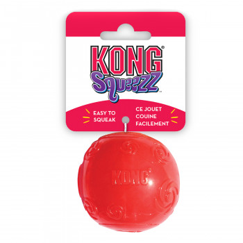 Игрушка KONG Squeezz для собак Мячик очень большой, 9 см, резиновый с пищалкой, цвета в ассортименте