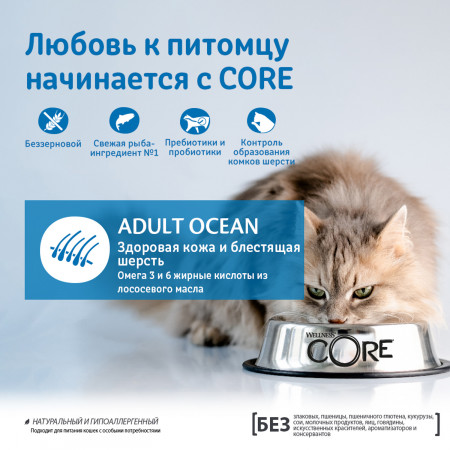 CORE корм из лосося с тунцом для взрослых кошек 300 г