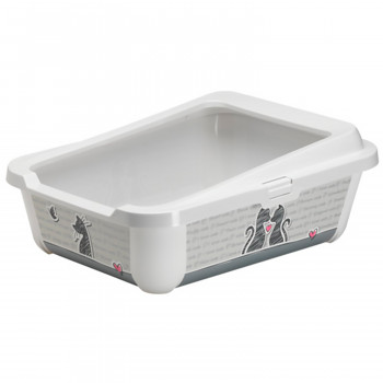 Moderna Cats in Love туалет-лоток с бортом Hercules 51x39x19h см, серо-белый