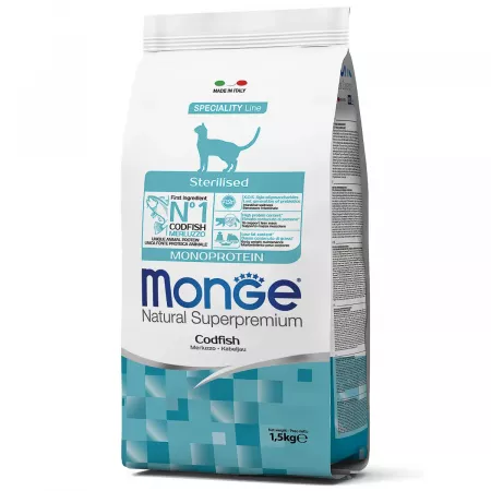 Monge Cat Monoprotein Sterilised Merluzzo корм для стерилизованных кошек с треской 1,5 кг
