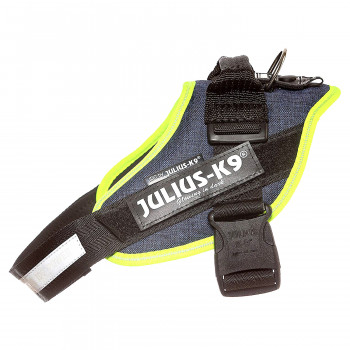 JULIUS-K9 шлейка для собак IDC®-Powerharness 0 (58-76см/ 14-25кг), джинса-зеленый неон