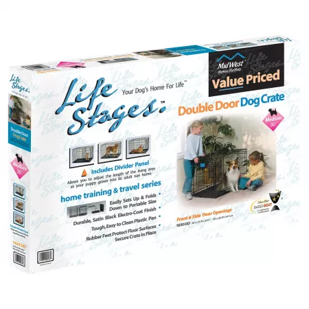 Клетка MidWest Life Stages для собак  76х53х61h см, 2 двери, черная