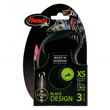 flexi рулетка Black Design XS (до 8 кг) 3 м трос черный/розовый