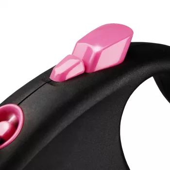 flexi рулетка Black Design M (до 25 кг) 5 м лента черный/розовый