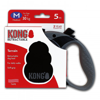 Рулетка KONG Terrain для собак (весом до 30 кг), размер M, лента 5 метров, черная
