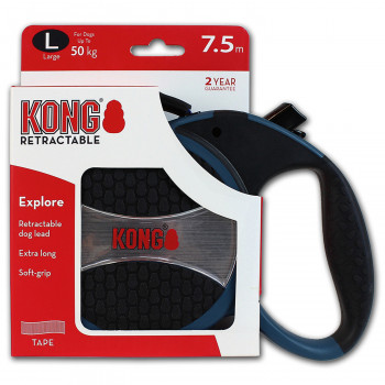 Рулетка KONG Explore для собак (весом до 50 кг), размер L, лента 7,5 метров, синяя